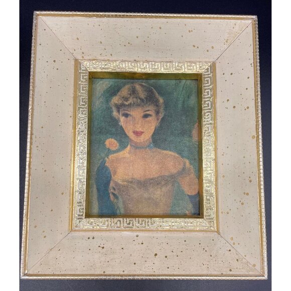 Vintage Wall Hanging Prints Mid Century Art Lovely Ladies Wooden Frames Cottage - Picture 4 of 8